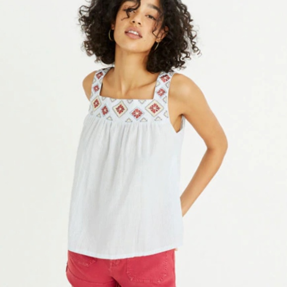 HP Madewell Embroidered Island Stripe Tank in Sky - Picture 1 of 7